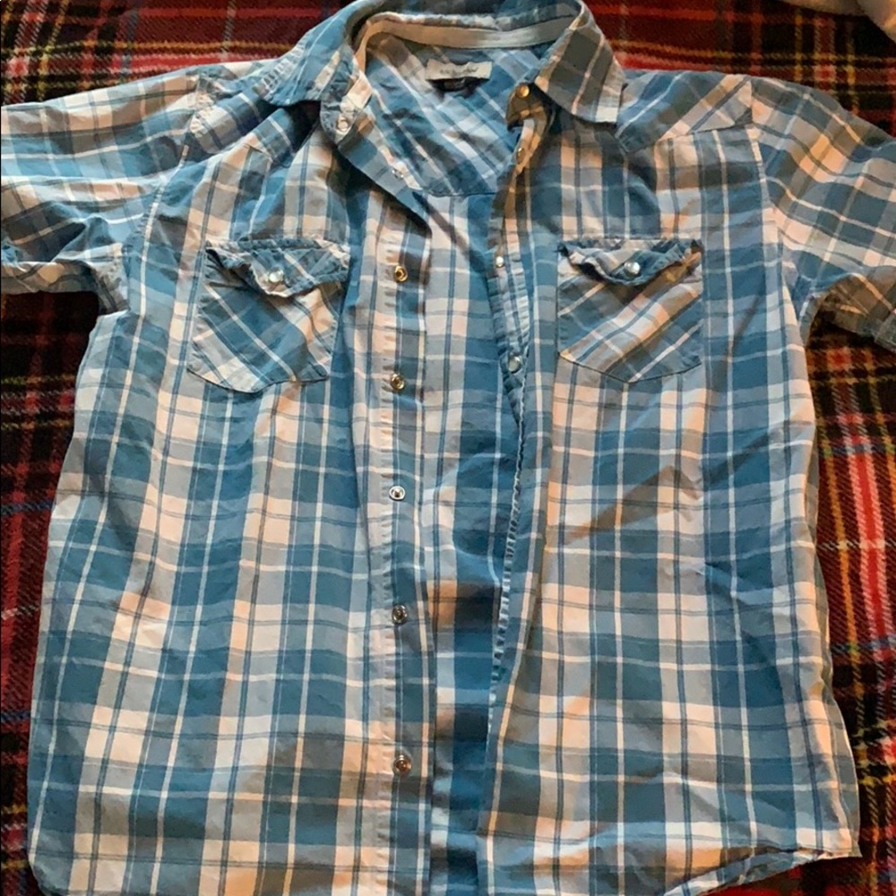 M Anchor Blue Blue checkered Polo Shirt
